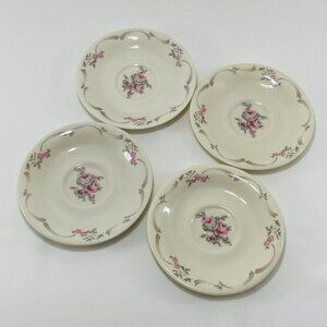 Castleton Belrose USA Saucer Plate 5.75" Set Of 4 Pink Rose Spring Summer Flower